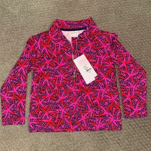 Lilly Pulitzer. Size S (4-5) pink red and Navy girls quarter zip